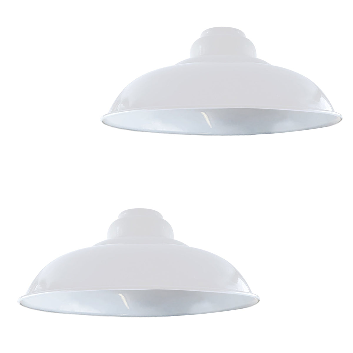 Gloss Metal Lamp Shade 32 cm – Easy Fit, 13 Colours - White, Pack of 2, 32 cm with Reducer Ring