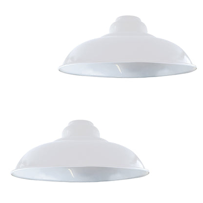 Gloss Metal Lamp Shade 32 cm – Easy Fit, 13 Colours - White, Pack of 2, 32 cm with Reducer Ring