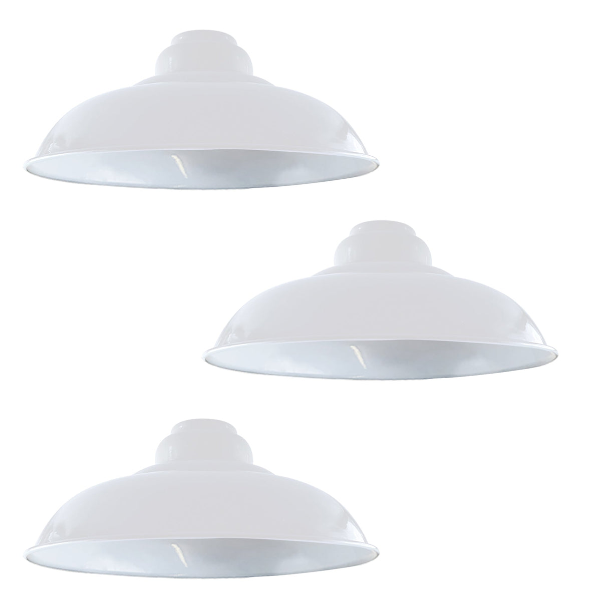 Gloss Metal Lamp Shade 32 cm – Easy Fit, 13 Colours - White, Pack of 3, 32 cm with Reducer Ring