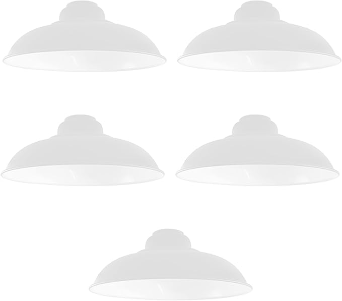 Gloss Metal Lamp Shade 32 cm – Easy Fit, 13 Colours - White, Pack of 5, 32 cm with Reducer Ring