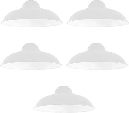 Gloss Metal Lamp Shade 32 cm – Easy Fit, 13 Colours - White, Pack of 5, 32 cm with Reducer Ring