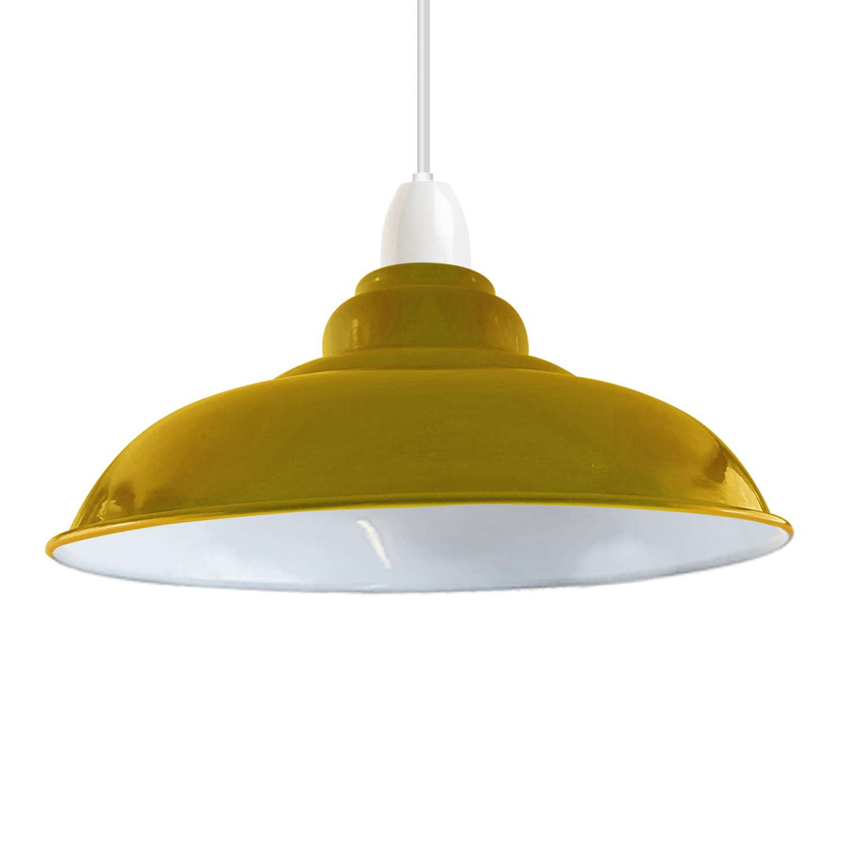 Gloss Metal Lamp Shade 32 cm – Easy Fit, 13 Colours - Yellow, Single, 32 cm with Reducer Ring