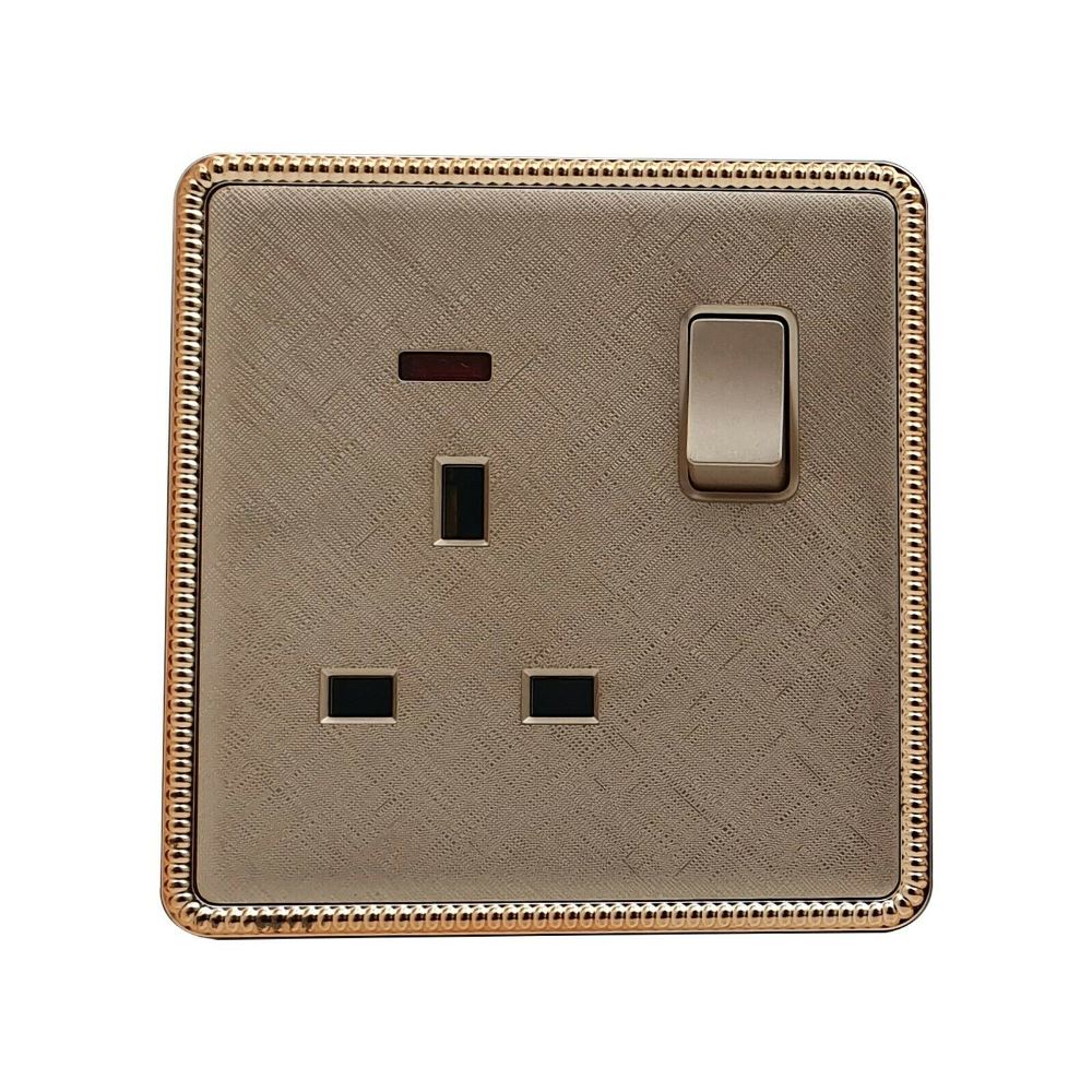 Gold Screwless Light Switches & 13A Socket - 1 Gang Socket
