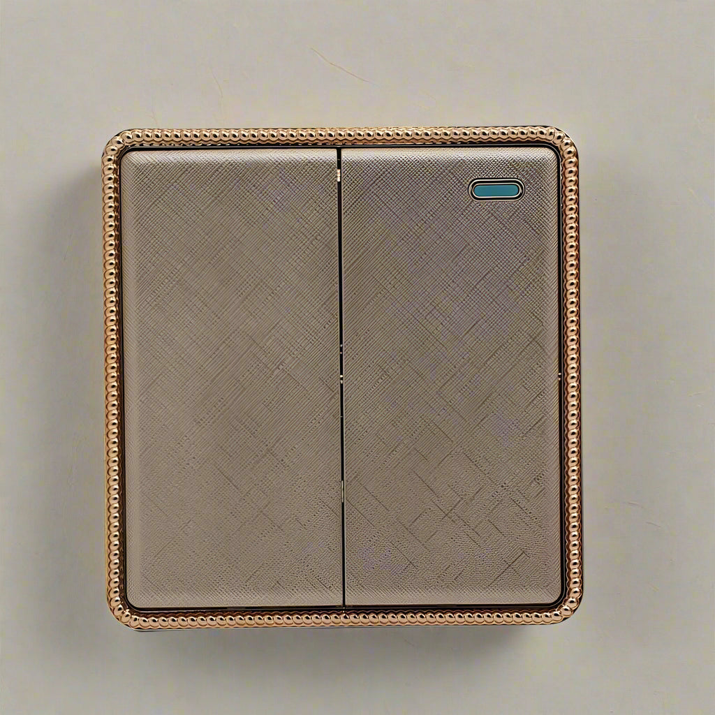 Gold Screwless Light Switches & 13A Socket - 2 Gang Light Switch