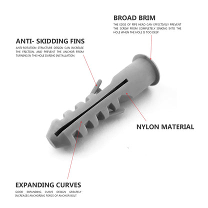 Grey Wall Plugs and Screws, 10 mm – Pack of 50 - photo 3