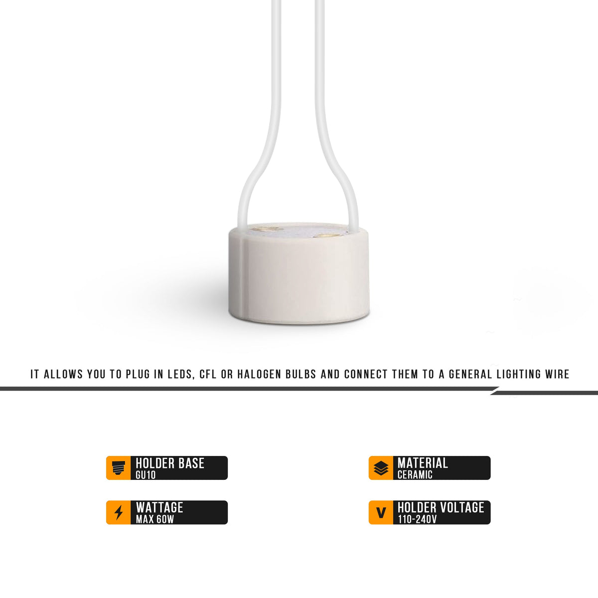 GU10 Lamp Holder Socket with Leads – 3 Styles - photo 7