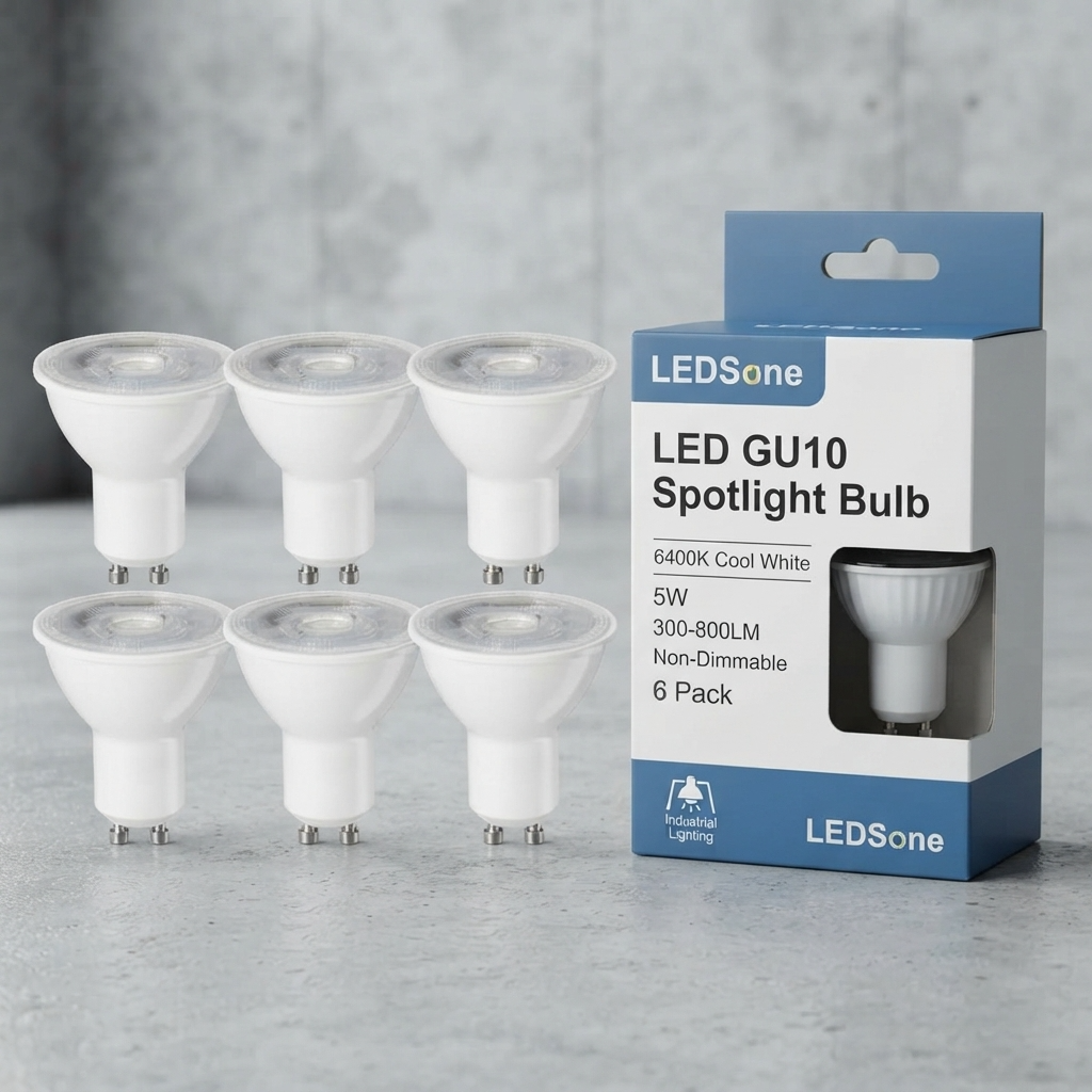 GU10 LED Spotlight Bulbs Cool White 6400K - 5W, Pack of 6