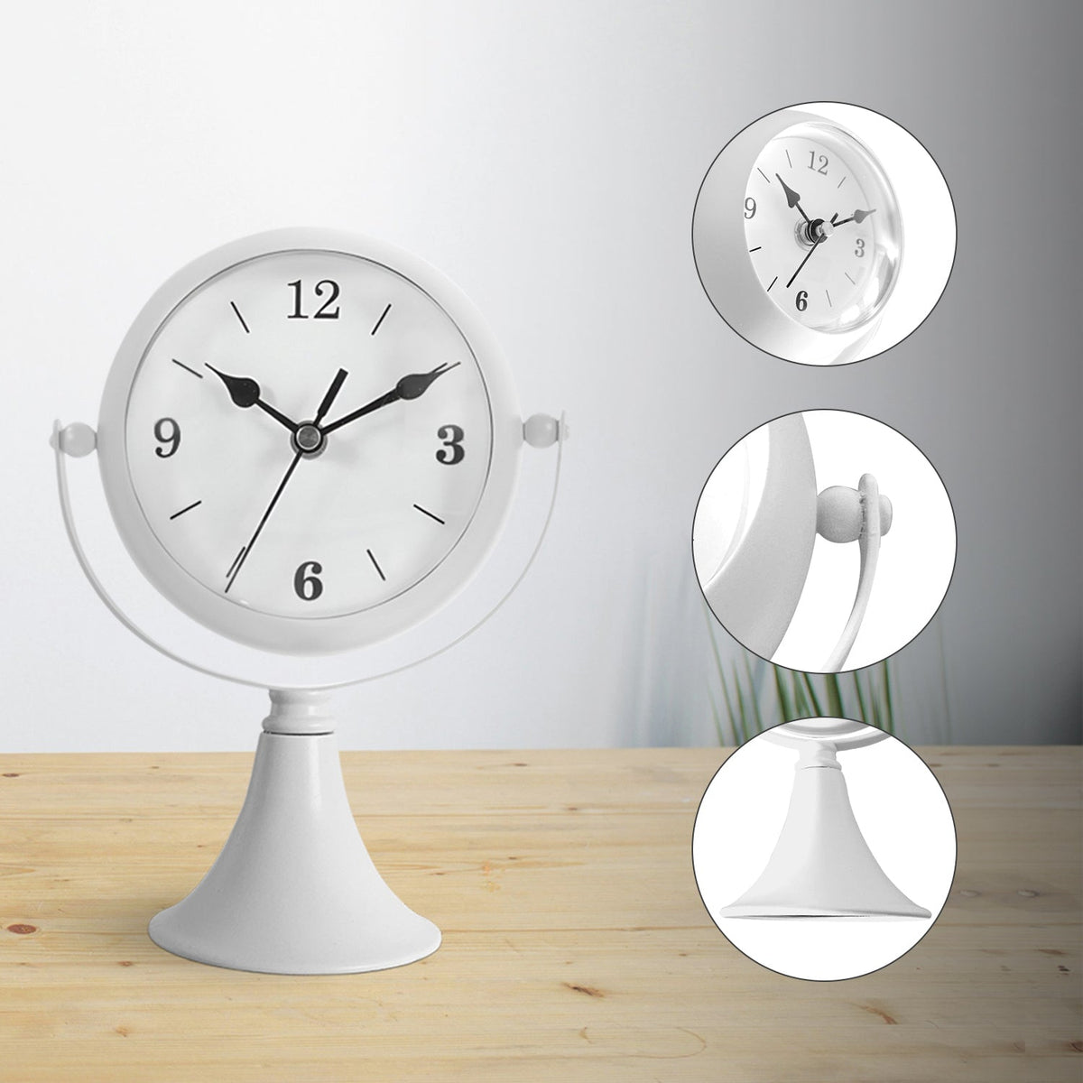 Moon Stand Table Clock with Mirror – Rotating Head, Blue or White - photo 16