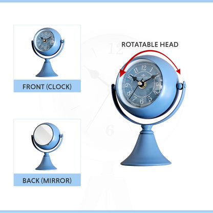 Moon Stand Table Clock with Mirror – Rotating Head, Blue or White - photo 9