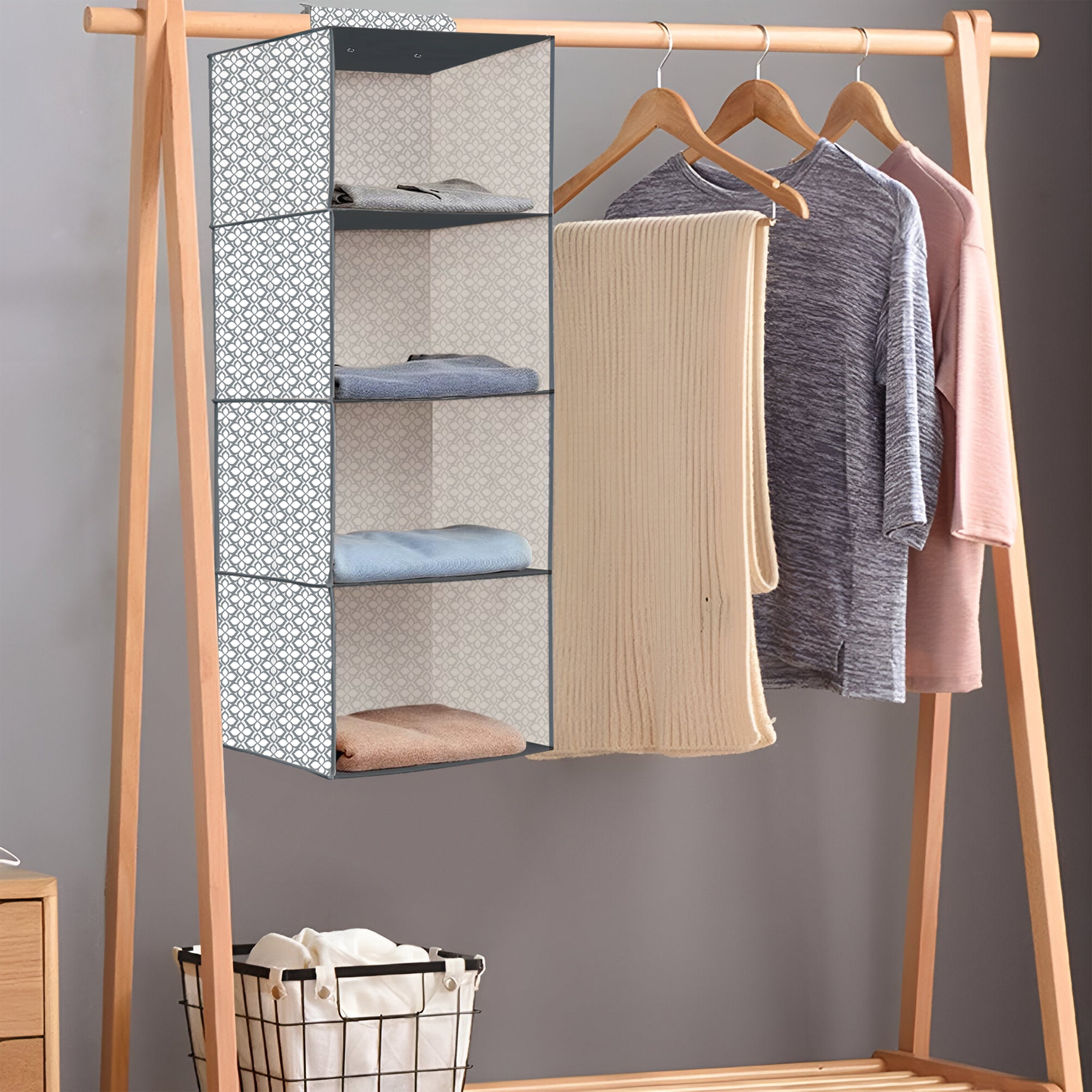 2 Hanging shelves wardrobe clothes organizer storage 1083