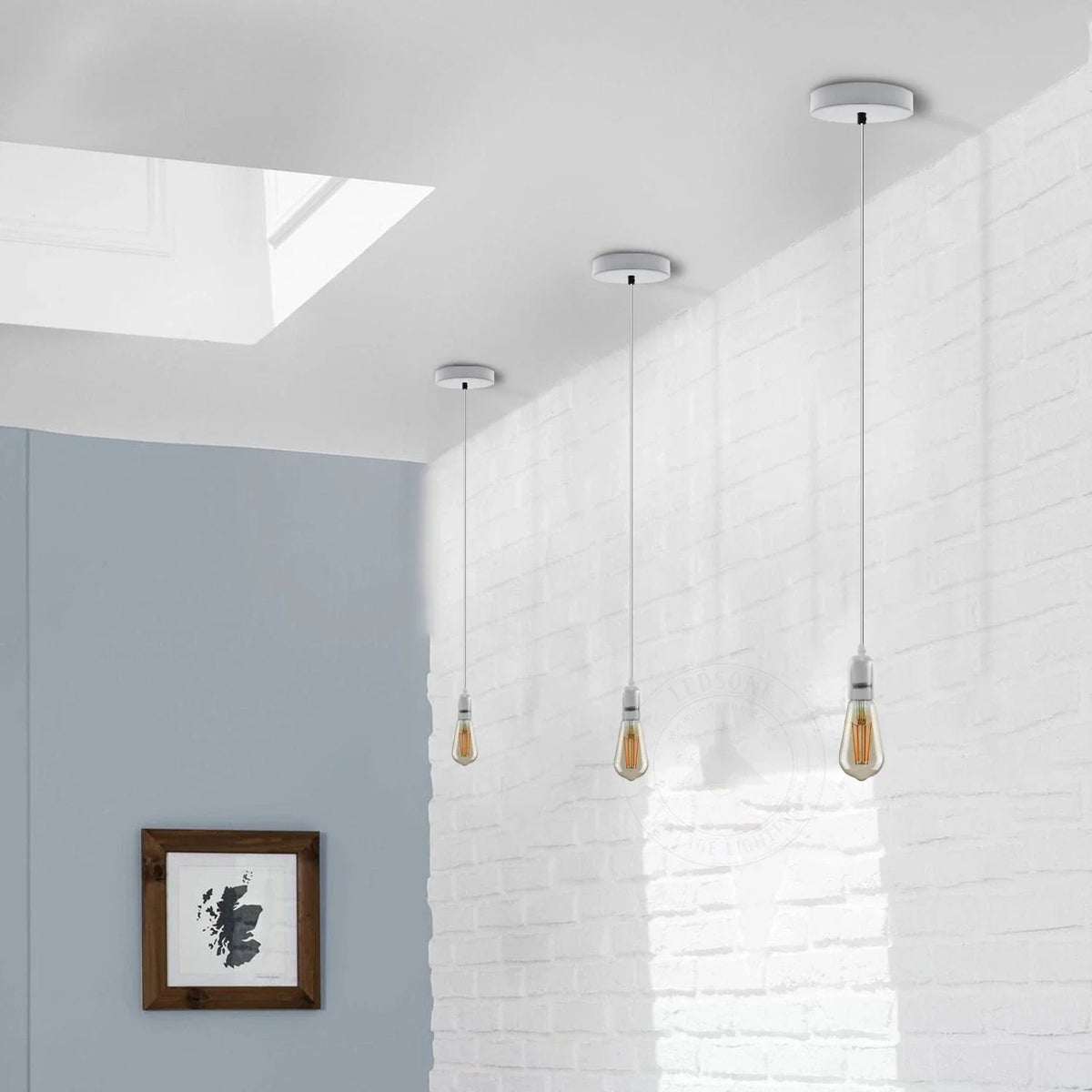 White E27 Pendant Light Set – Adjustable Cable, 100 or 120 mm Rose - photo 3