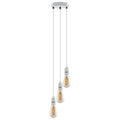 3 Light Cluster Pendant – White, 12 cm Rose, E27, Staggered - White, No Shade, ST64 Bulb
