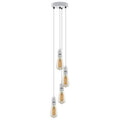 4 Light Cluster Pendant – White, 12 cm Rose, E27, Staggered - White, No Shade, ST64 Bulb