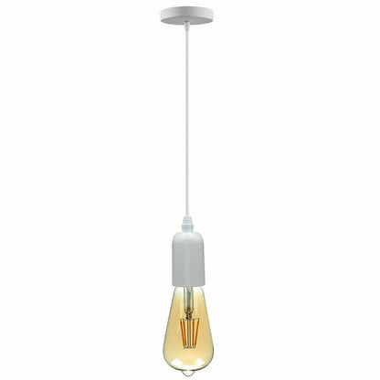White E27 Pendant Light Set – Adjustable Cable, 100 or 120 mm Rose - White, 100 mm, Without Bulb