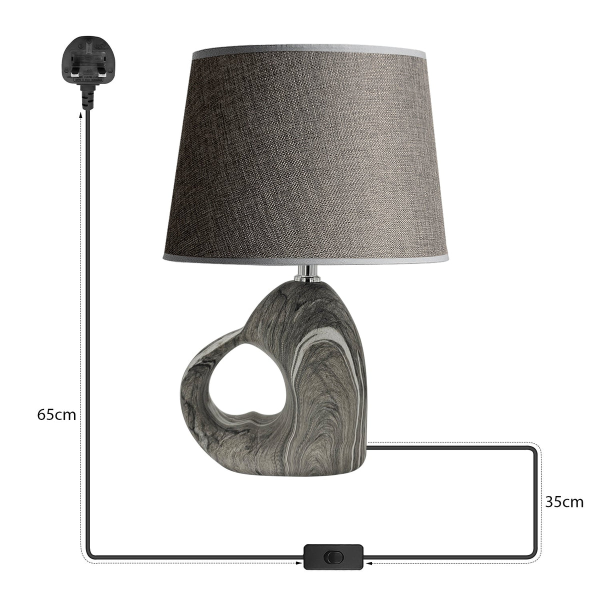 Heart Ceramic Base Table Lamp with Fabric Shade - photo 2