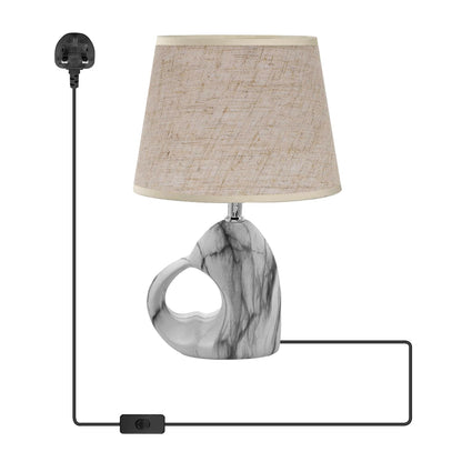 Heart Ceramic Base Table Lamp with Fabric Shade - Cream, Without Bulb