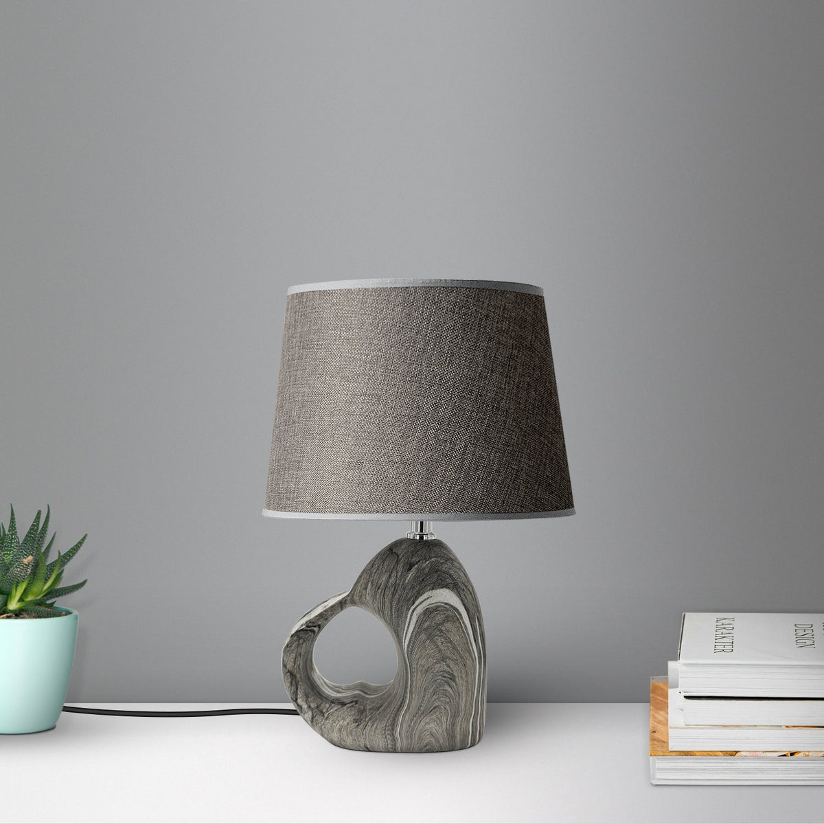 Heart Ceramic Base Table Lamp with Fabric Shade