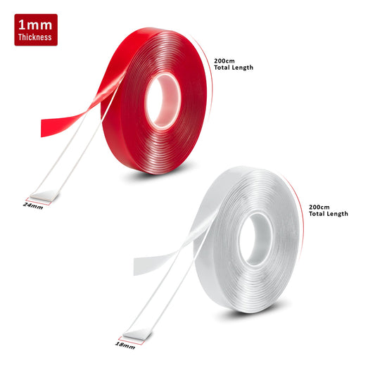 Nano Double-Sided Mounting Tape, 2 Rolls – Clear, 1 mm, 18 or 24 mm x 2 m - photo 2