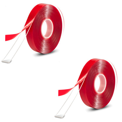 Nano Double-Sided Mounting Tape, 2 Rolls – Clear, 1 mm, 18 or 24 mm x 2 m - 24 mm, Red Film