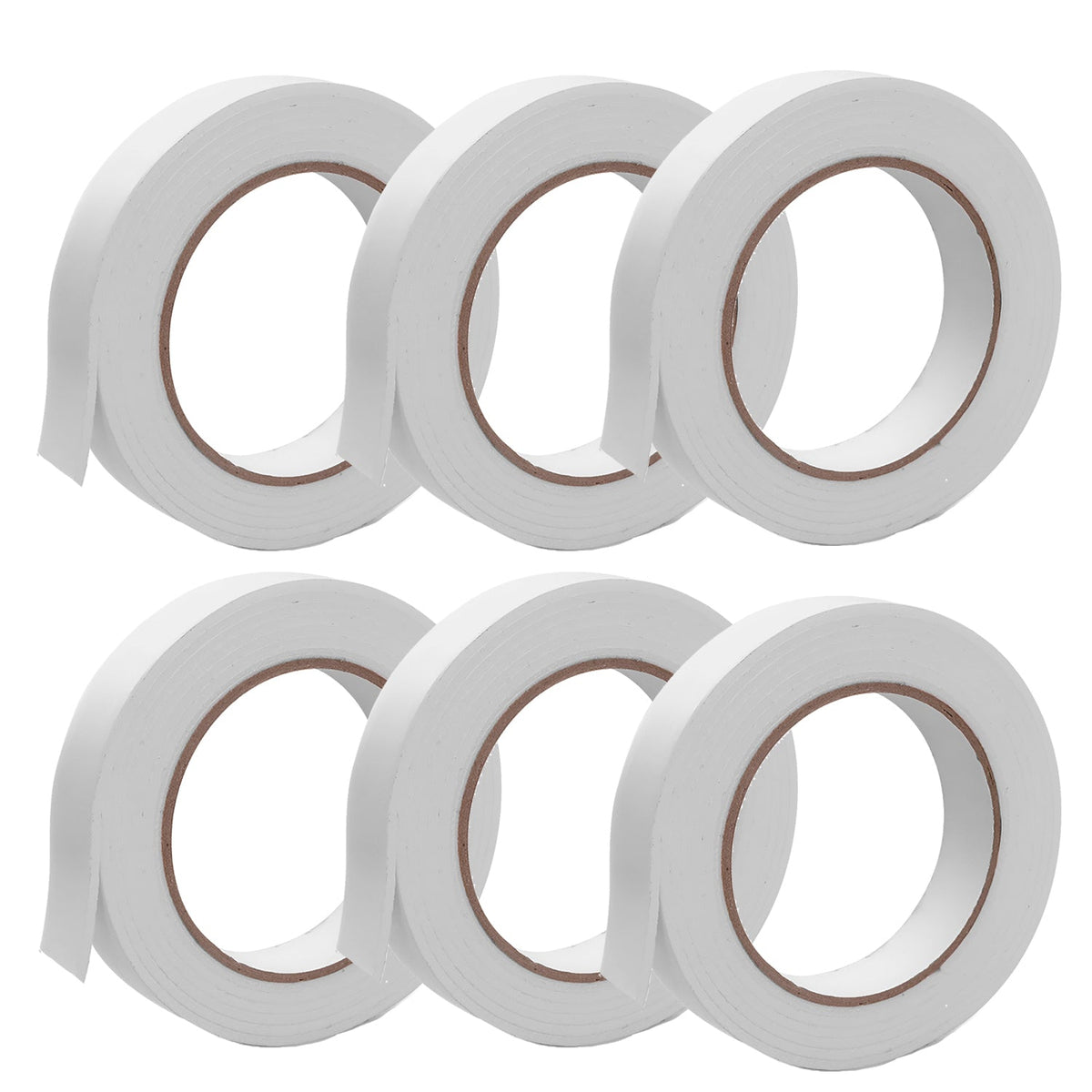 Double-Sided Foam Mounting Tape, 6 Rolls – 18 mm x 2 m, White