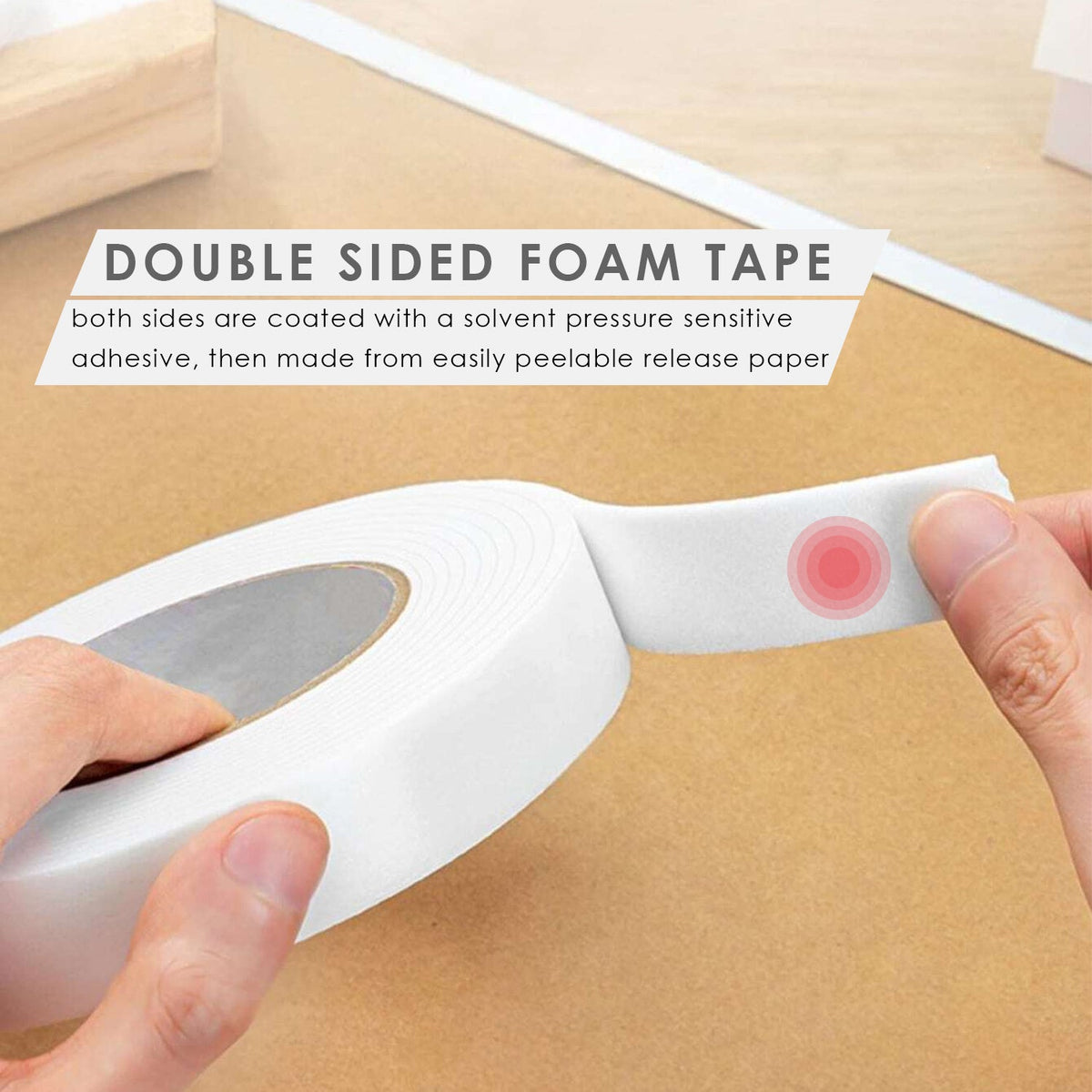 Double-Sided Foam Mounting Tape, 6 Rolls – 18 mm x 2 m, White - photo 6