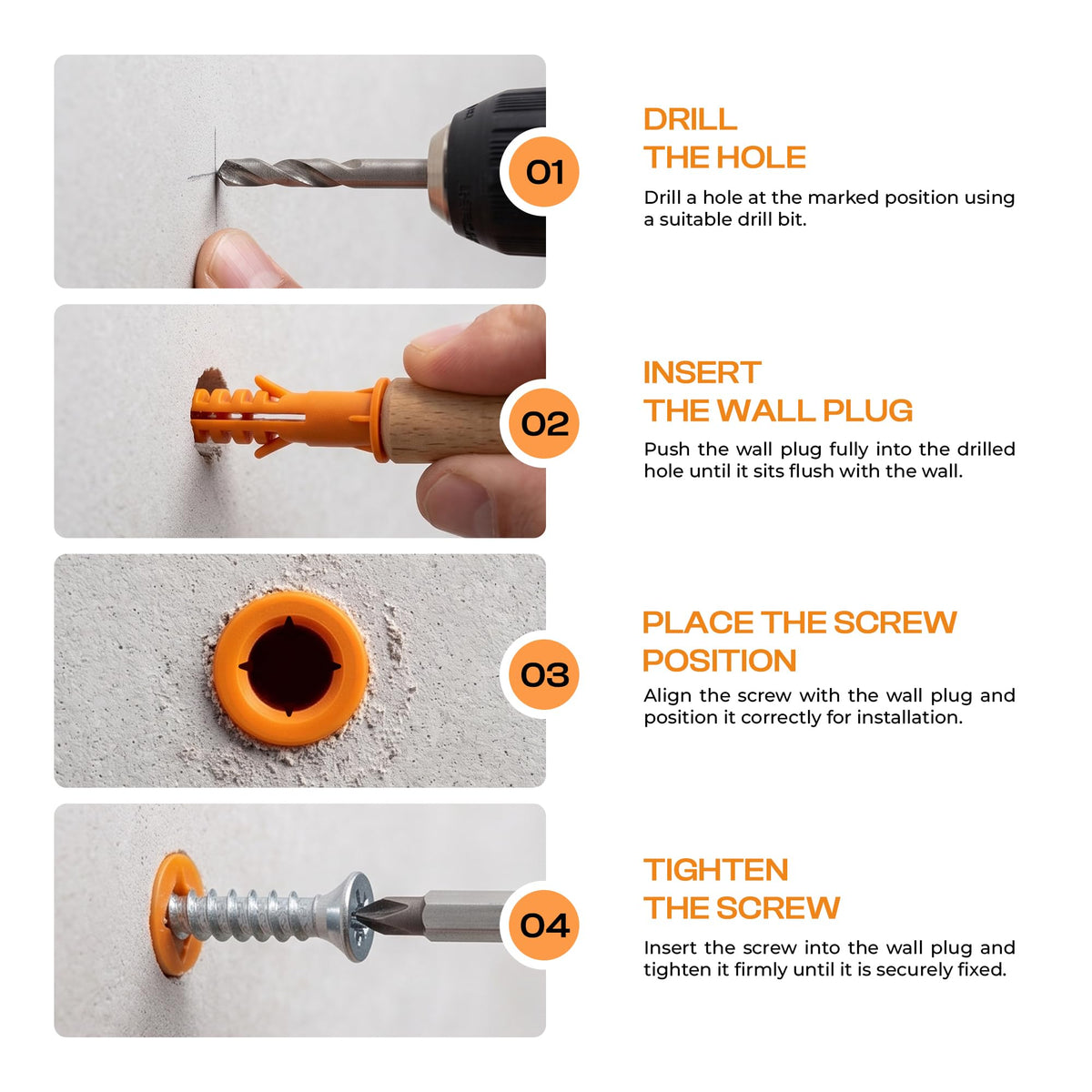 Wall Plugs and Screws in a Jar – 8 mm Orange (40) or 10 mm Blue (30) - photo 4