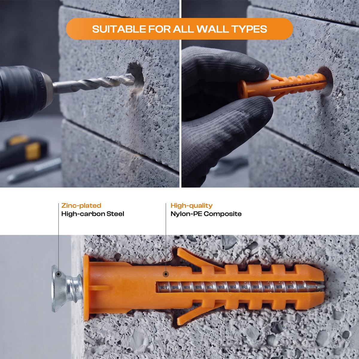 Wall Plugs and Screws in a Jar – 8 mm Orange (40) or 10 mm Blue (30) - photo 5