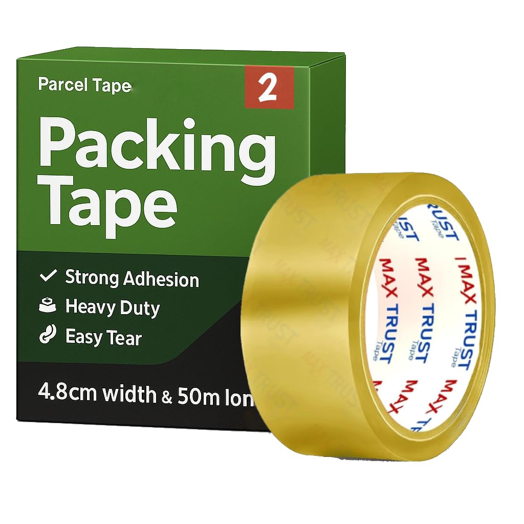 Heavy Duty Packaging Tape with Strong Adhesive - Pack of 2