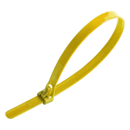 Yellow Releasable Cable Ties, Pack of 100 – 3.6 x 150 or 3.6 x 200 mm