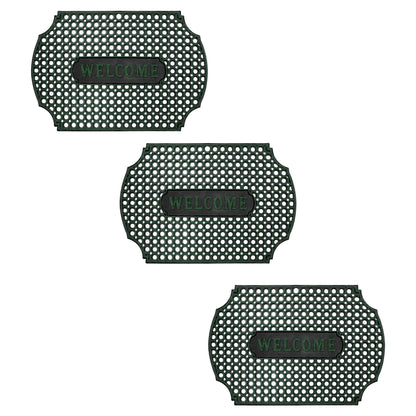 Rubber Ring Welcome Mats – Packs of 3, 5 or 10, 3 Shapes, Assorted Colours - Curved Rectangle, 90 x 60 cm, 3 Mats