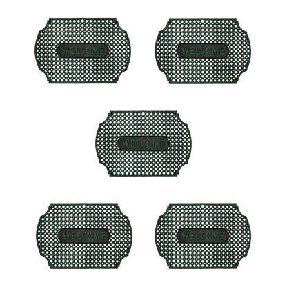Rubber Ring Welcome Mats – Packs of 3, 5 or 10, 3 Shapes, Assorted Colours - Curved Rectangle, 90 x 60 cm, 5 Mats