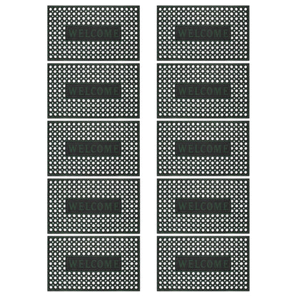 Rubber Ring Welcome Mats – Packs of 3, 5 or 10, 3 Shapes, Assorted Colours - Rectangle, 60 x 40 cm, 10 Mats