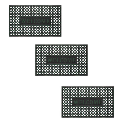 Rubber Ring Welcome Mats – Packs of 3, 5 or 10, 3 Shapes, Assorted Colours - Rectangle, 60 x 40 cm, 3 Mats