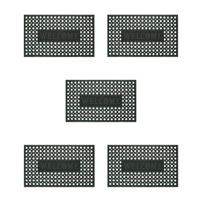 Rubber Ring Welcome Mats – Packs of 3, 5 or 10, 3 Shapes, Assorted Colours - Rectangle, 60 x 40 cm, 5 Mats
