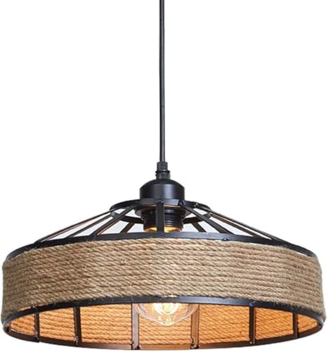 Hemp Rope Drum or Black & Gold Cone Lamp Shade – Easy Fit - Hemp, 30 cm with Reducer Ring, Single