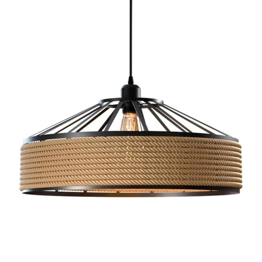 Hemp Rope Drum or Black & Gold Cone Lamp Shade – Easy Fit - Hemp, 40 cm with Reducer Ring, Single