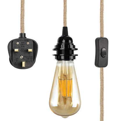 Plug-In Hemp Rope Pendant Light Kit – E27, On/Off Switch - photo 9
