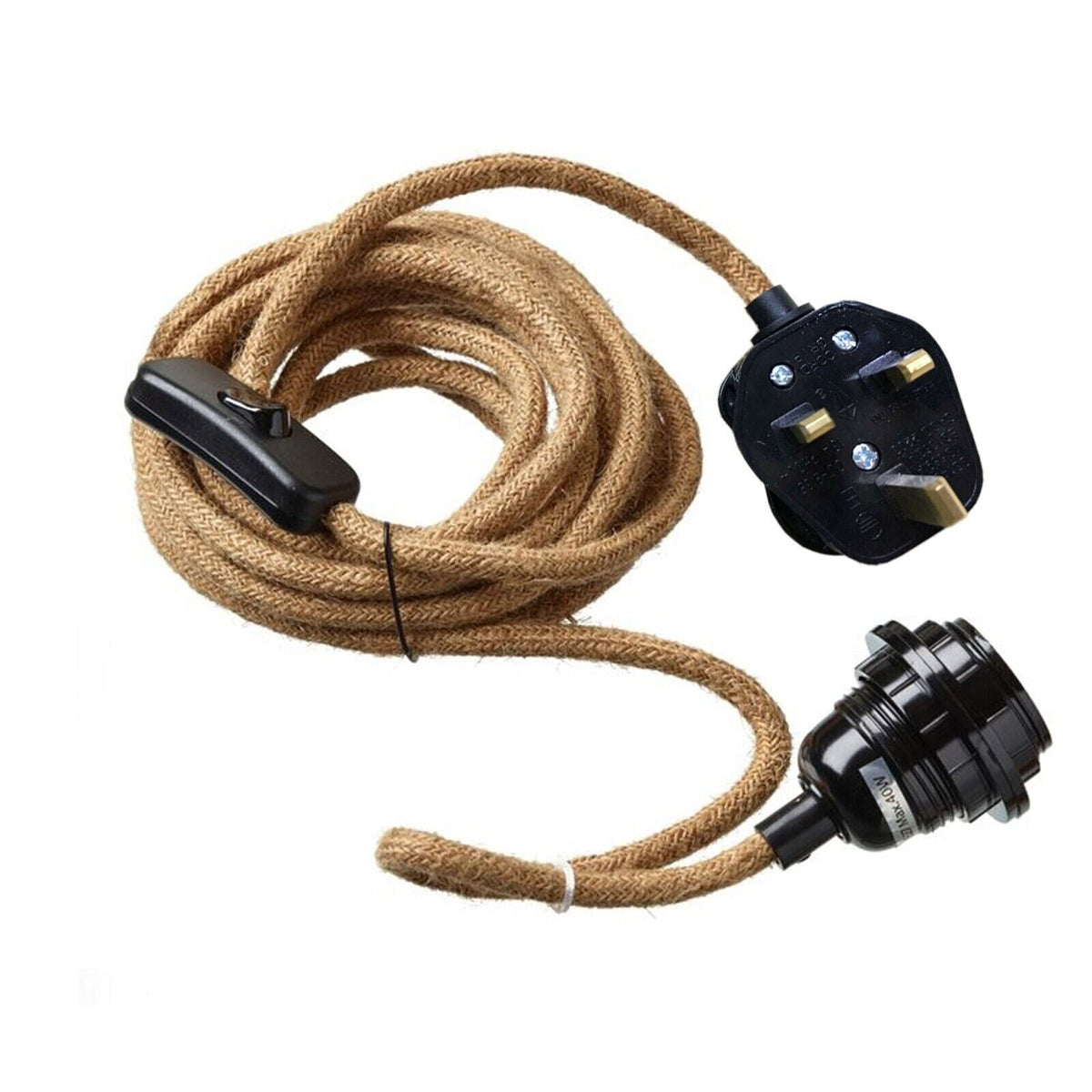 Plug-In Hemp Rope Pendant Light Kit – E27, On/Off Switch - photo 12