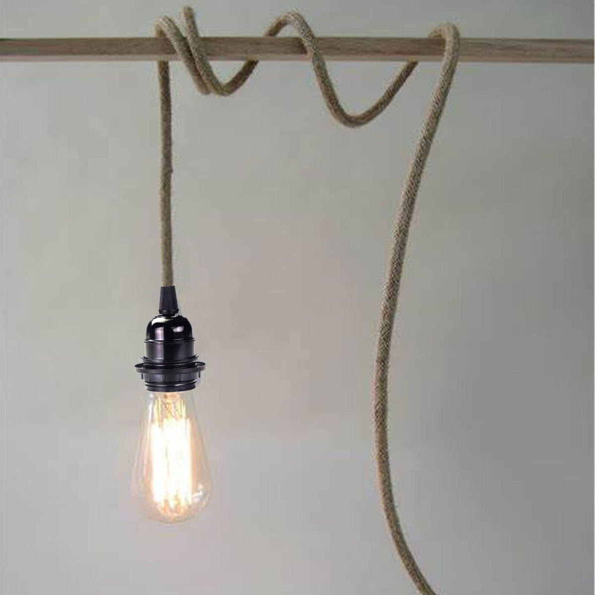 Plug-In Hemp Rope Pendant Light Kit – E27, On/Off Switch - photo 7