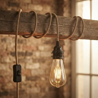 Plug-In Hemp Rope Pendant Light Kit – E27, On/Off Switch
