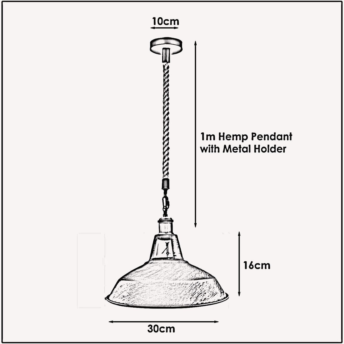 Hemp Rope Pendant Light – Brass Holder, Barn, Curvy or Wide Shades - photo 7