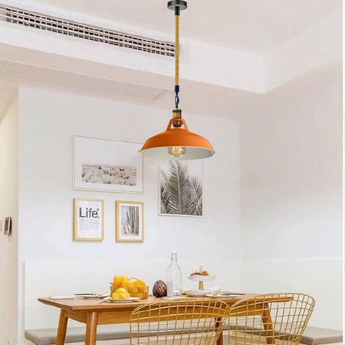 Hemp Rope Pendant Light – Brass Holder, Barn, Curvy or Wide Shades - photo 11