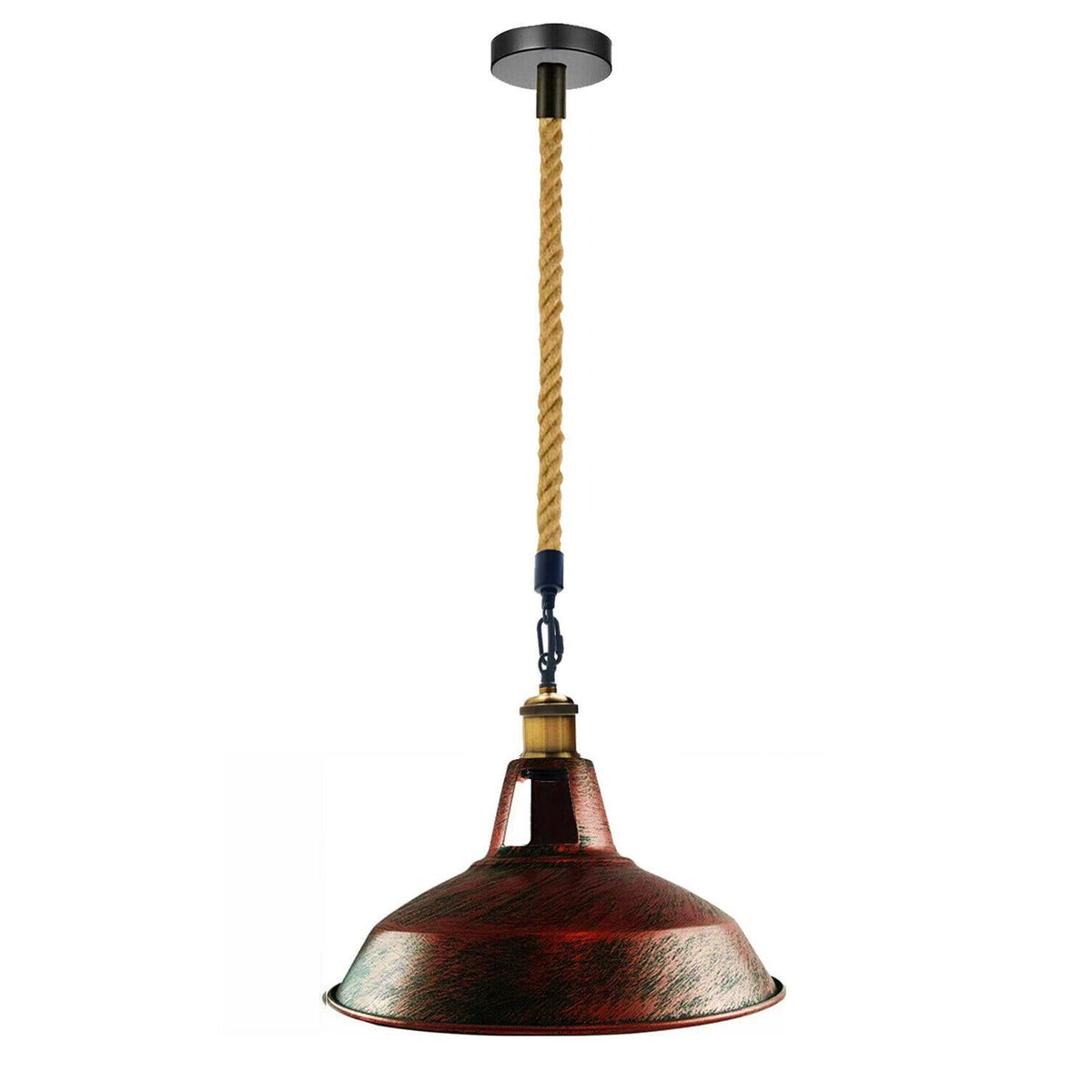 Hemp Rope Pendant Light – Brass Holder, Barn, Curvy or Wide Shades - photo 12