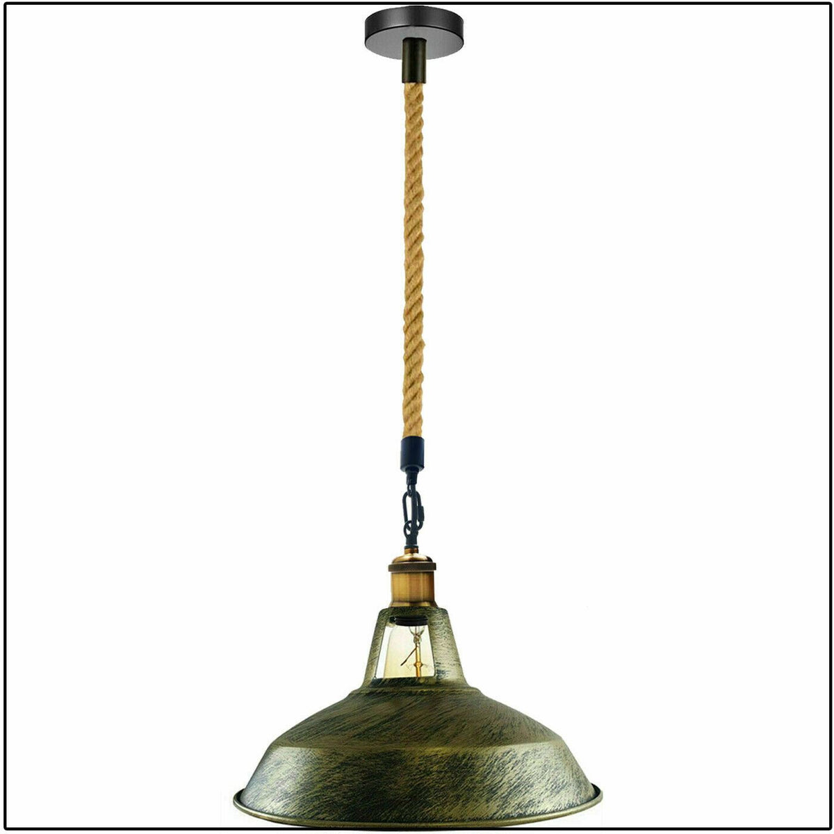 Hemp Rope Pendant Light – Brass Holder, Barn, Curvy or Wide Shades - photo 19
