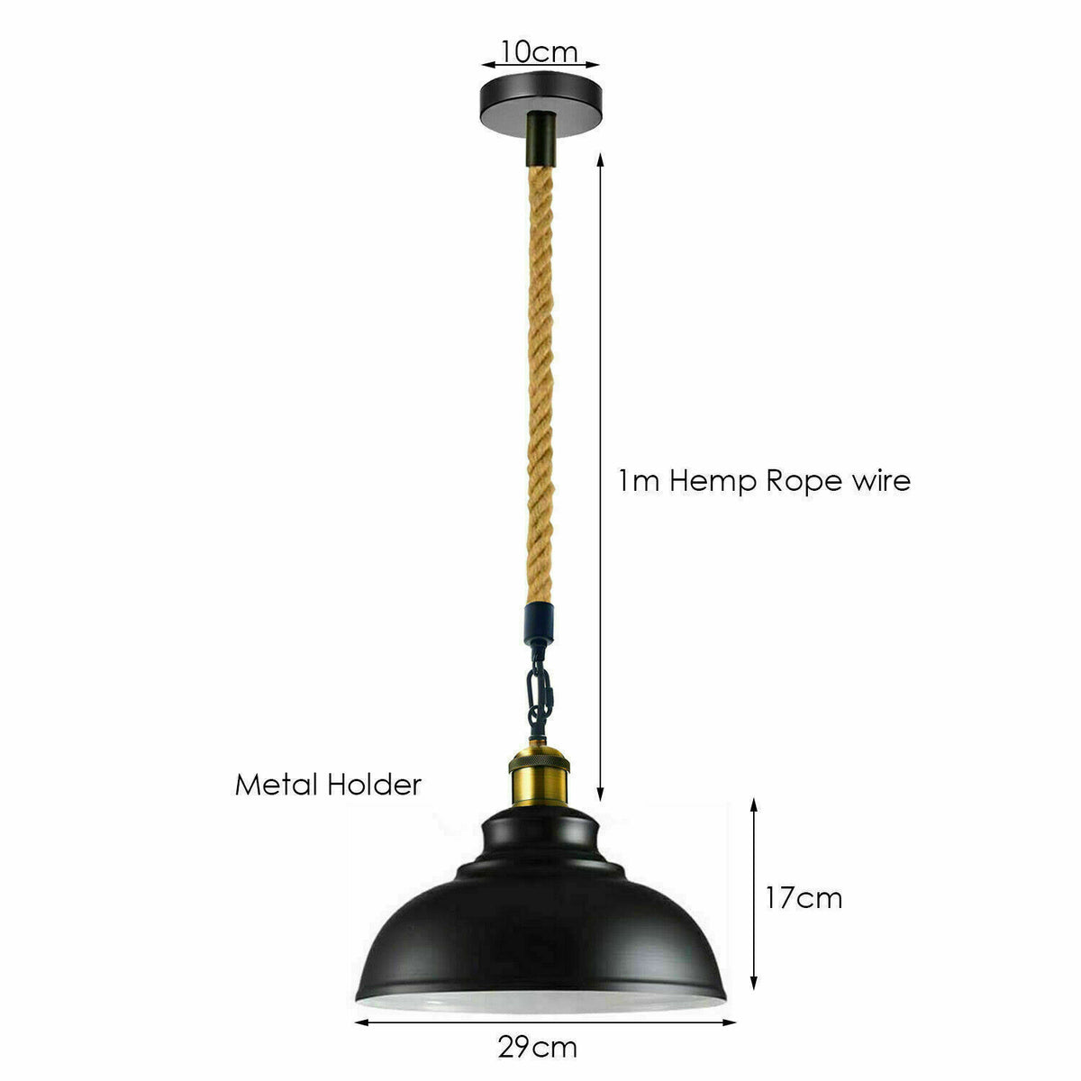 Hemp Rope Pendant Light – Brass Holder, Barn, Curvy or Wide Shades - photo 42