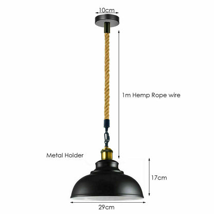 Hemp Rope Pendant Light – Brass Holder, Barn, Curvy or Wide Shades - photo 42