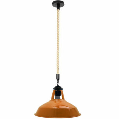 Hemp Rope Pendant Light – 30 cm Barn Shades, Cage or Cone, E27 - Black, Barn Slotted 30 cm Orange, Without Bulb
