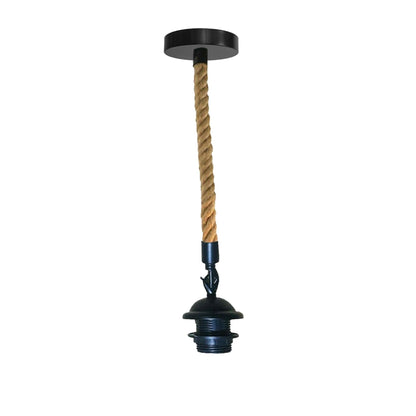 Hemp Rope Pendant Light – 30 cm Barn Shades, Cage or Cone, E27 - Black, No Shade, Without Bulb