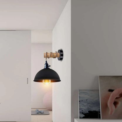 Hemp Rope Wall Light with Switch – Black, Dome Shade or Cage, E27 - photo 2