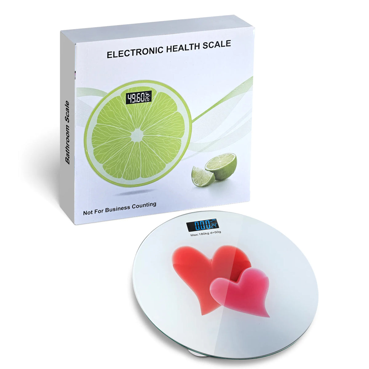 Round Glass Bathroom Scale – Hearts, Strawberries or Gemstones Print, 180 kg - photo 12